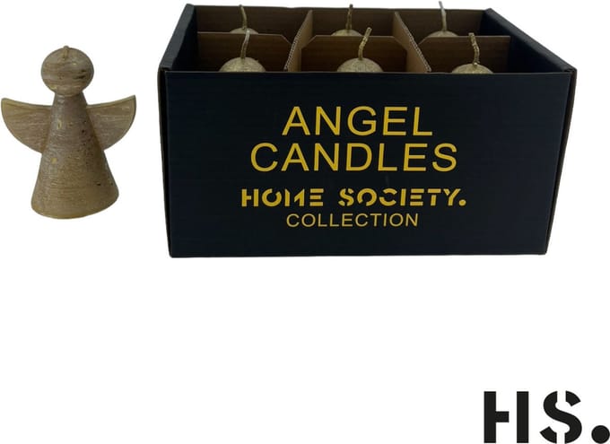 Home Society - Engel Kaarsjes - Doos 6 stuks - Goud - 8.5 cm