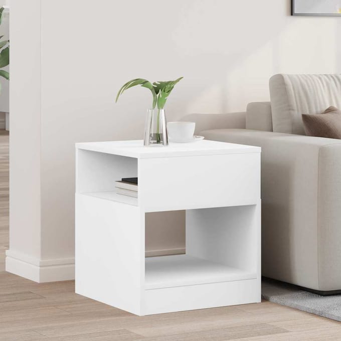 vidaXL - Bijzettafel - Wit - 40,5 - x - 40 - x - 45 - cm - Bewerkt - hout