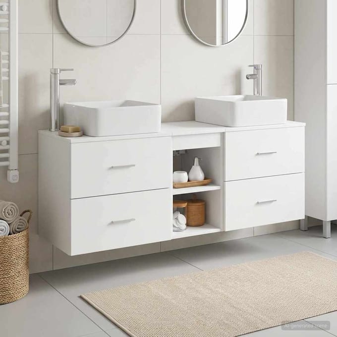 vidaXL - Badkamerkast - set - 3 - st - Wit - 129 - x - 41 - x - 80 - cm - Bewerkt - hout