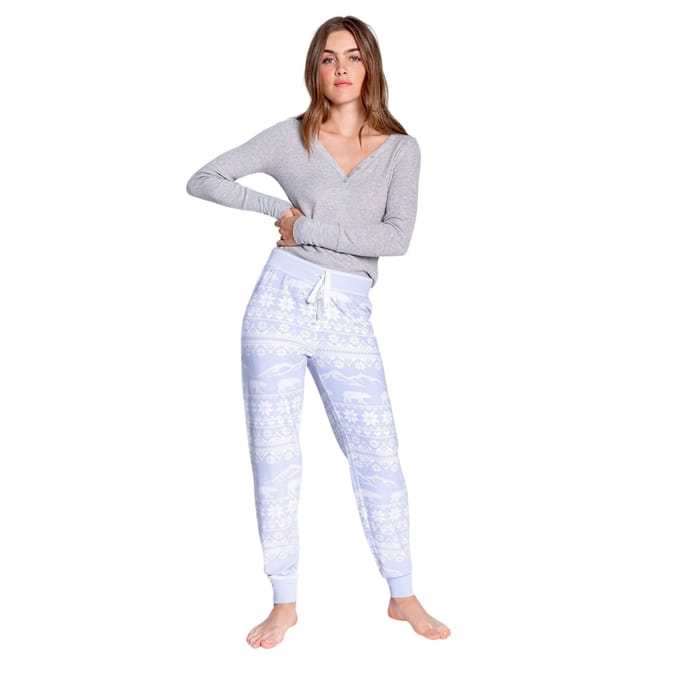 PJ Salvage Sneeuwvlok-pyjamabroek voor dames (Lichtblauw)