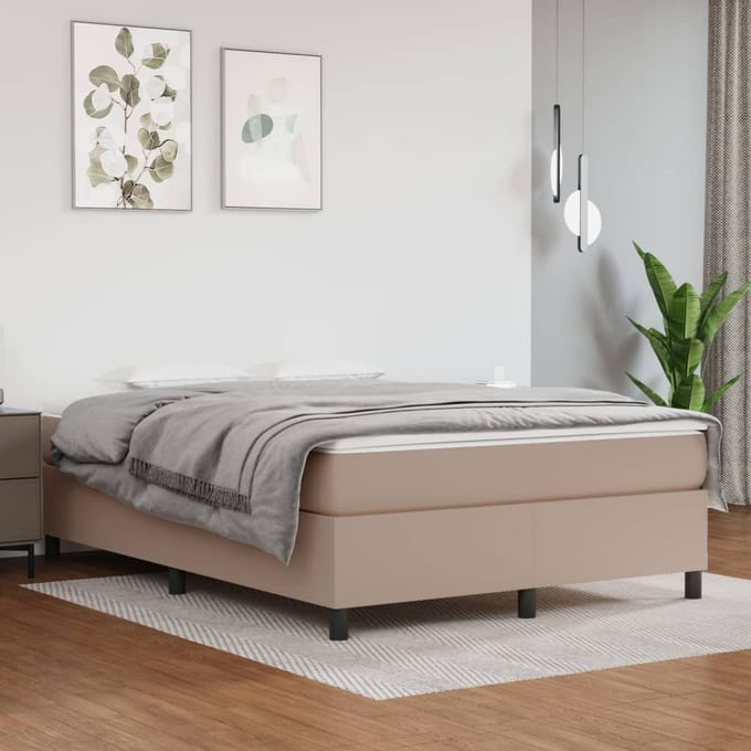 vidaXL - Boxspring - bed - kunstleer - cappuccinokleurig - 140x200 - cm