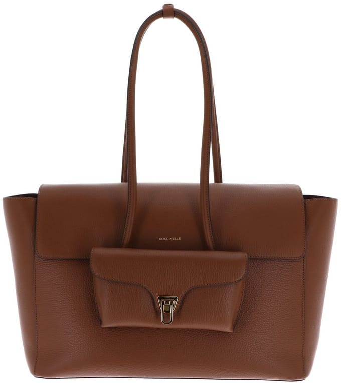 COCCINELLE Leren shopper schoudertas Double Beat Shopper Cognac bruine