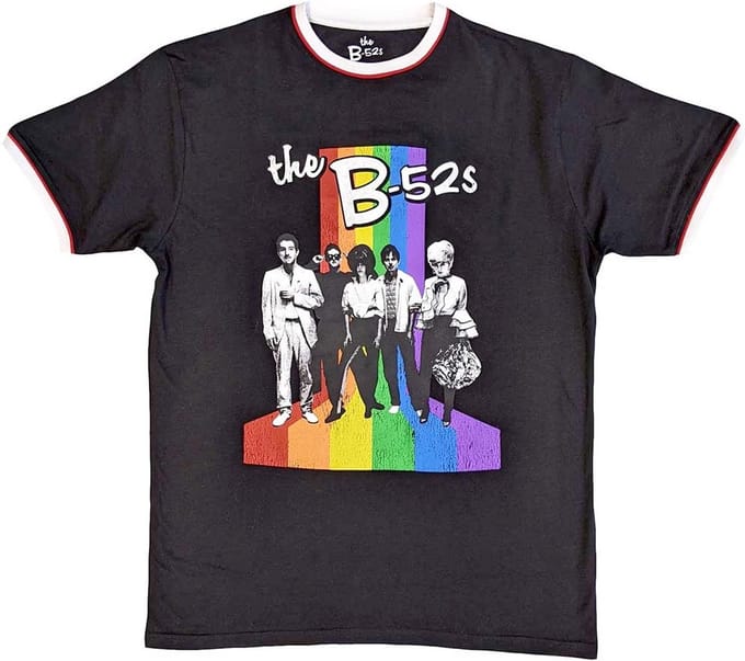 The B-52's - Rainbow Stripes Ringer Heren T-shirt - L - Zwart