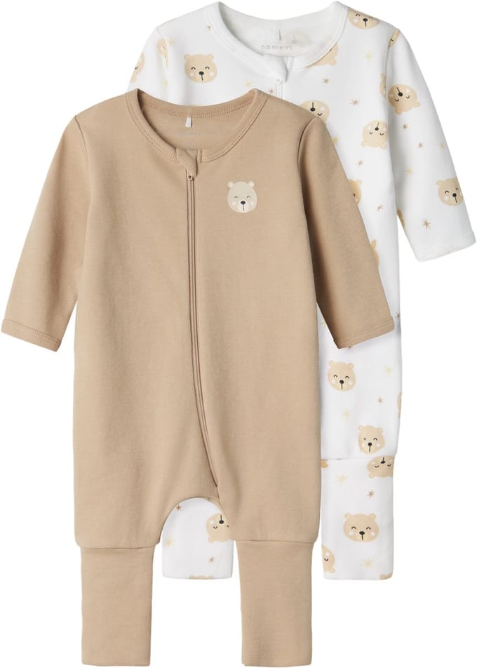 NAME IT NBNNIGHTSUIT 2P ZIP FF OXFORD BEAR NOOS Unisex Boxpak - Maat 80