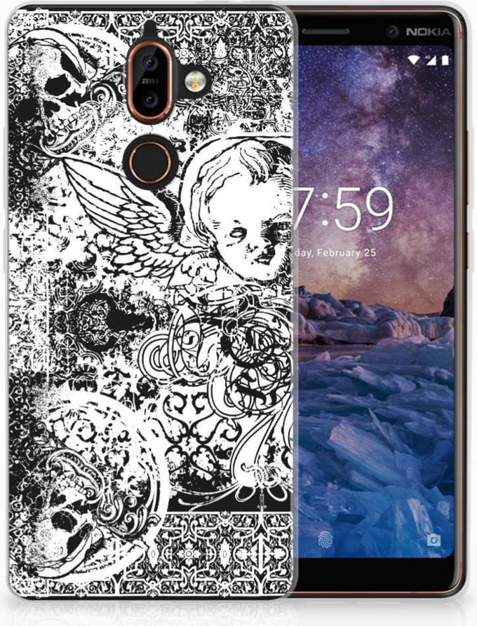 Silicone Back Case Nokia 7 Plus Skulls Angel
