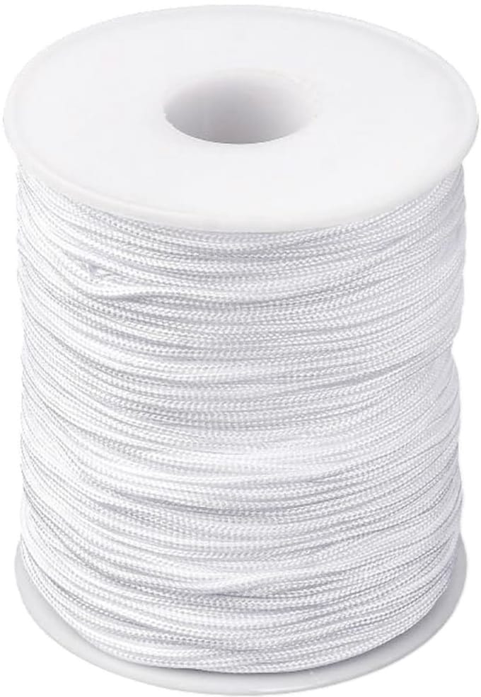PandaHall Elite Nylon Draad, Wit, 1.5mm, ongeveer 100 yard/rol