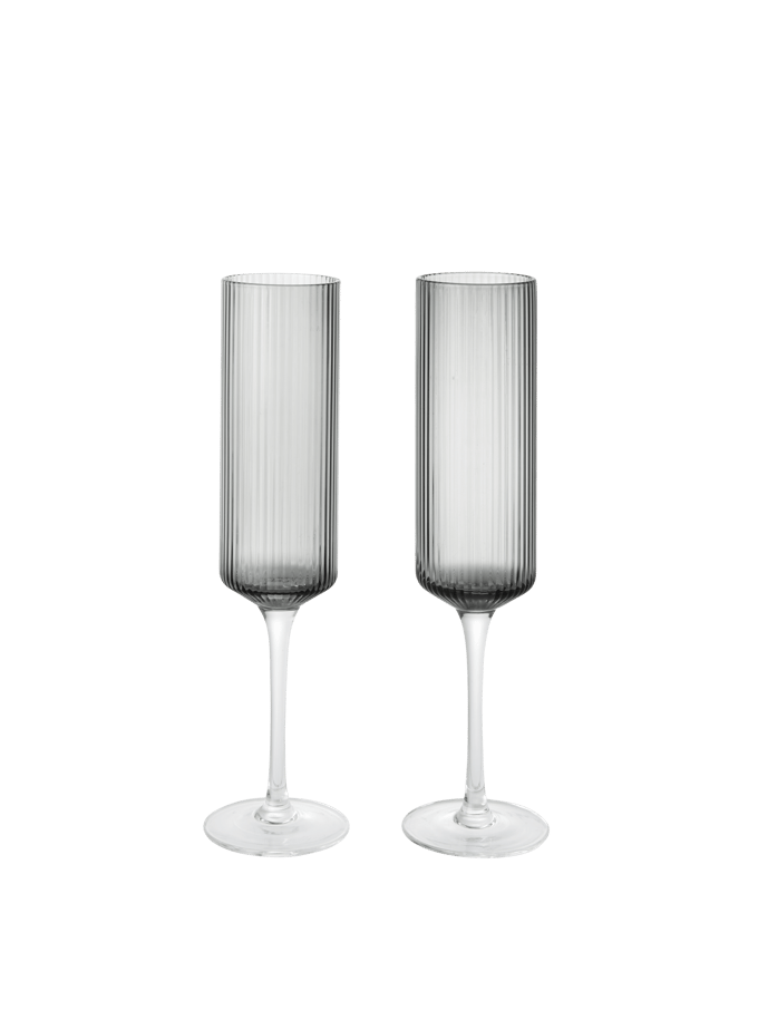 Ferm Living Ripple champagneglazen (set van 2) - smoked grey