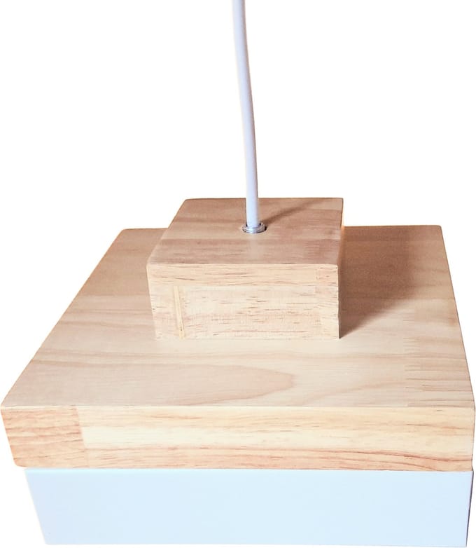 Hanglamp Modern Wit vierkant me hout 18 cm - Scaldare Scilla