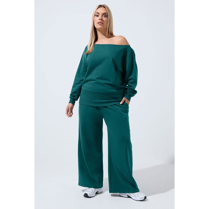 Limited Collection Bosgroene Joggingbroek Met Wijde Pijpen Size 44
