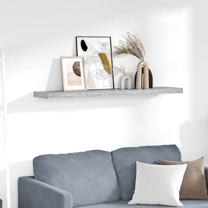 vidaXL - Wandschap - zwevend - 120x23,5x3,8 - cm - MDF - betongrijs