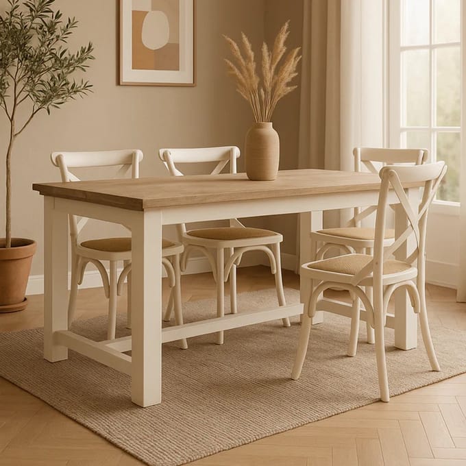 Eettafel Parma Rechthoekig Wit Hout - Wit - Novihome
