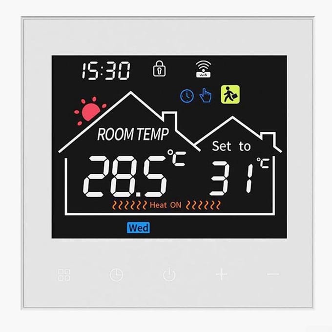 Slimme Thermostaat - Verwarming Regelaar - Comfort Verhoging - HD Display - 16A - Wit