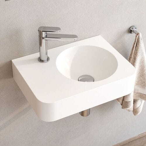 Kronenbach Stone hand wash basin 45 x 33 cm, basin right with tap hole KB137512BK