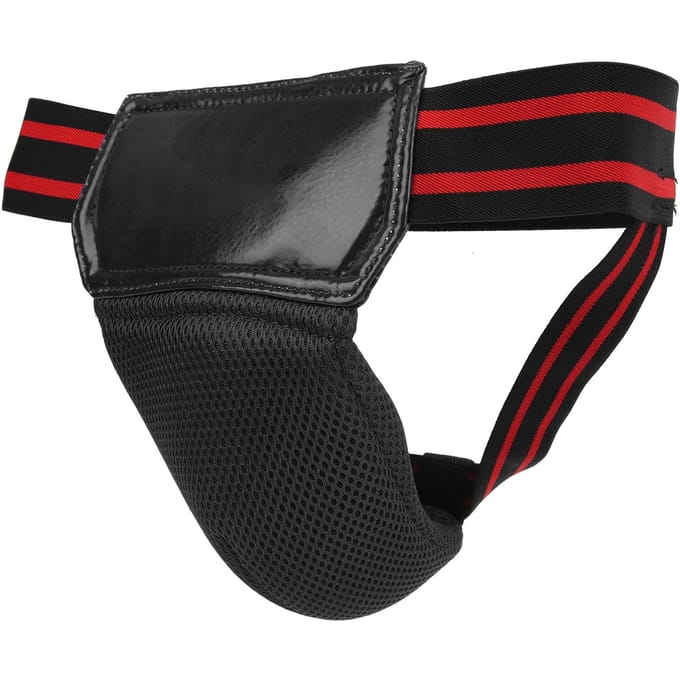 Boksen Kruisbeschermer PU Leer Ademend Jockstrap voor Kickboksen Muay ThaiZwart black