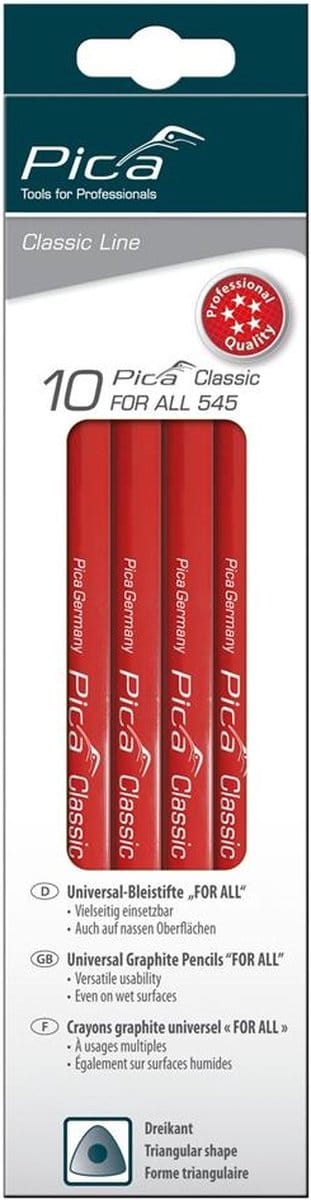 Pica Timmermanspotloden 10 stuks - 24 cm - grafiet