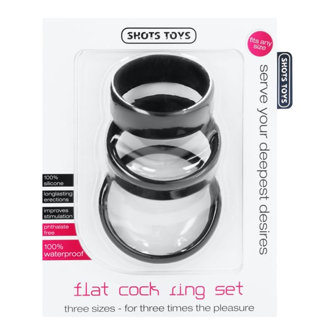 Shots Toys - Platte Cockring Set - 3 Stuks - Zwart