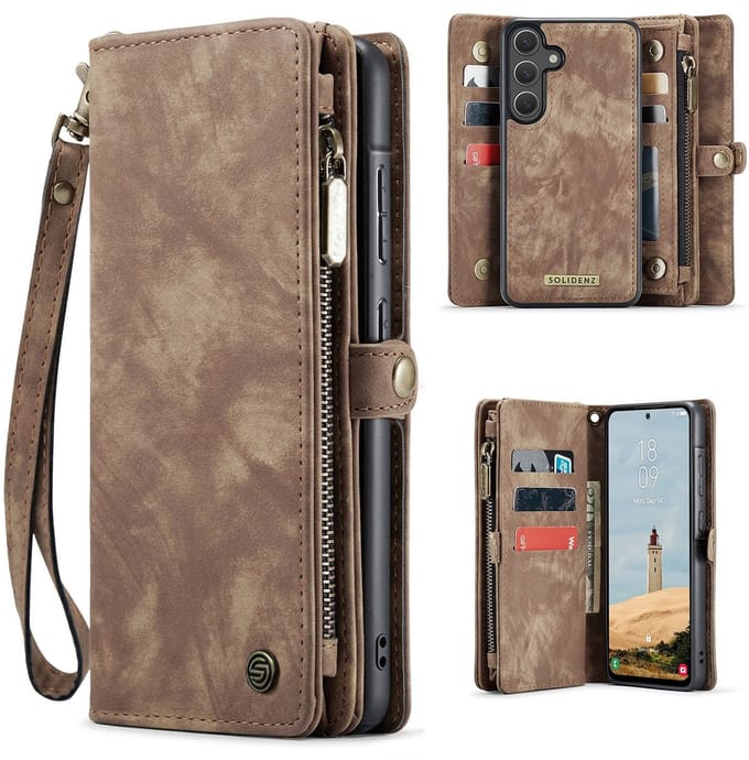 Solidenz Hoesje - Geschikt voor Samsung Galaxy S25 Plus - Urban Wallet - Bruin