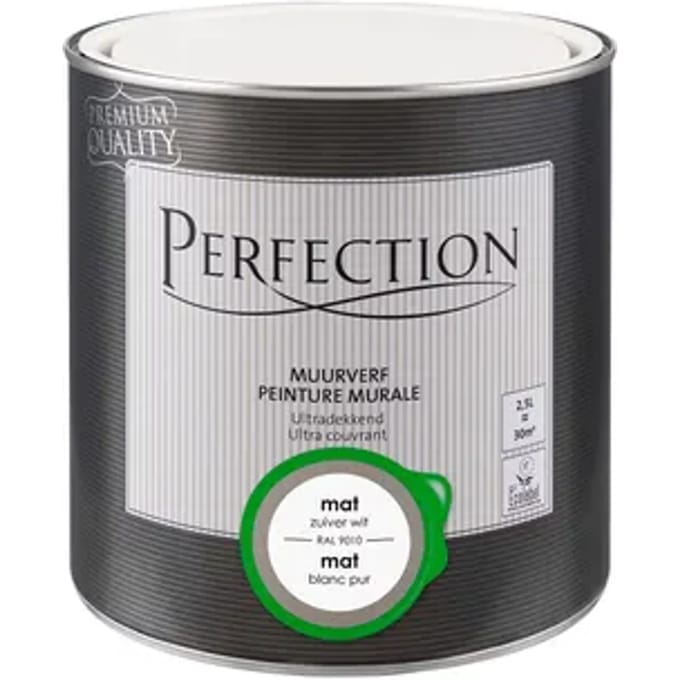 Perfection Houtlak Lak - Mat - Zuiver Wit Ral 9010 - 2,5l