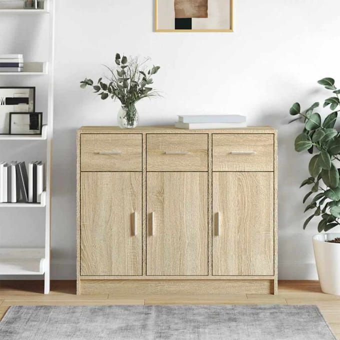 vidaXL - Dressoir - 91x28x75 - cm - bewerkt - hout - sonoma - eikenkleurig