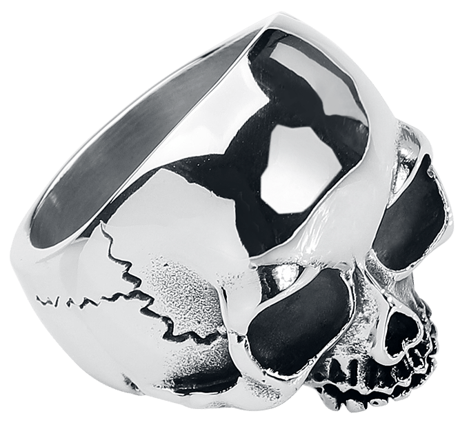 etNox hard and heavy Ring - Skull Head - voor Mannen - zilverkleurig