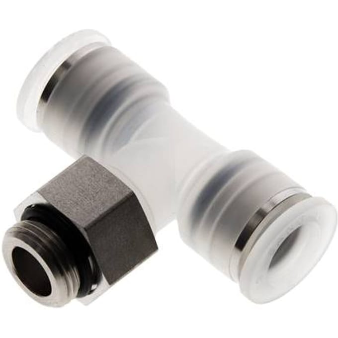 12mm x G3/8'' inline T-stuk PA/RVS Insteekfitting Buitendraad FDA Draaibaar EPDM