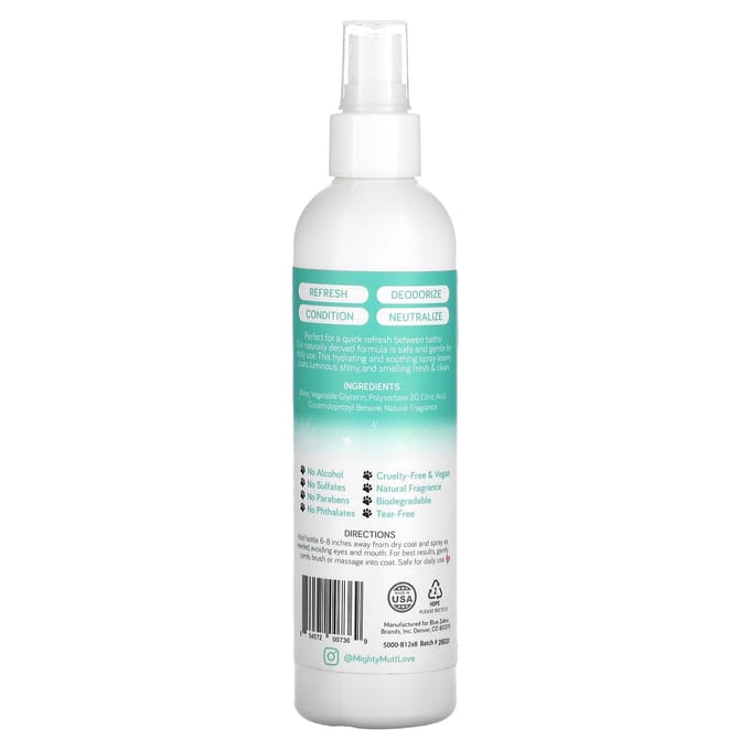Mighty Mutt, Spray Désodorisant Rafraîchissant, Chien, Pluie Douce, 8 fl oz (237ml) blue