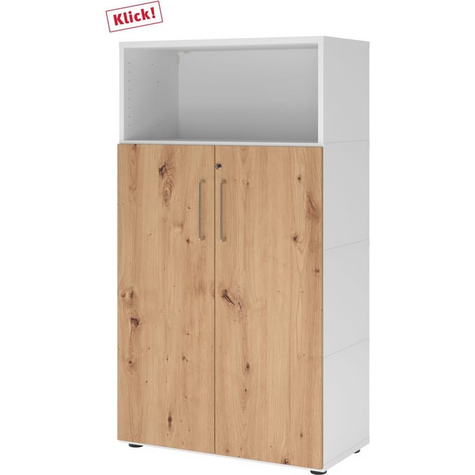 FlexWall | 4 OH | deuren + kast | met verstelbare poten - Wit/Essen-Eik