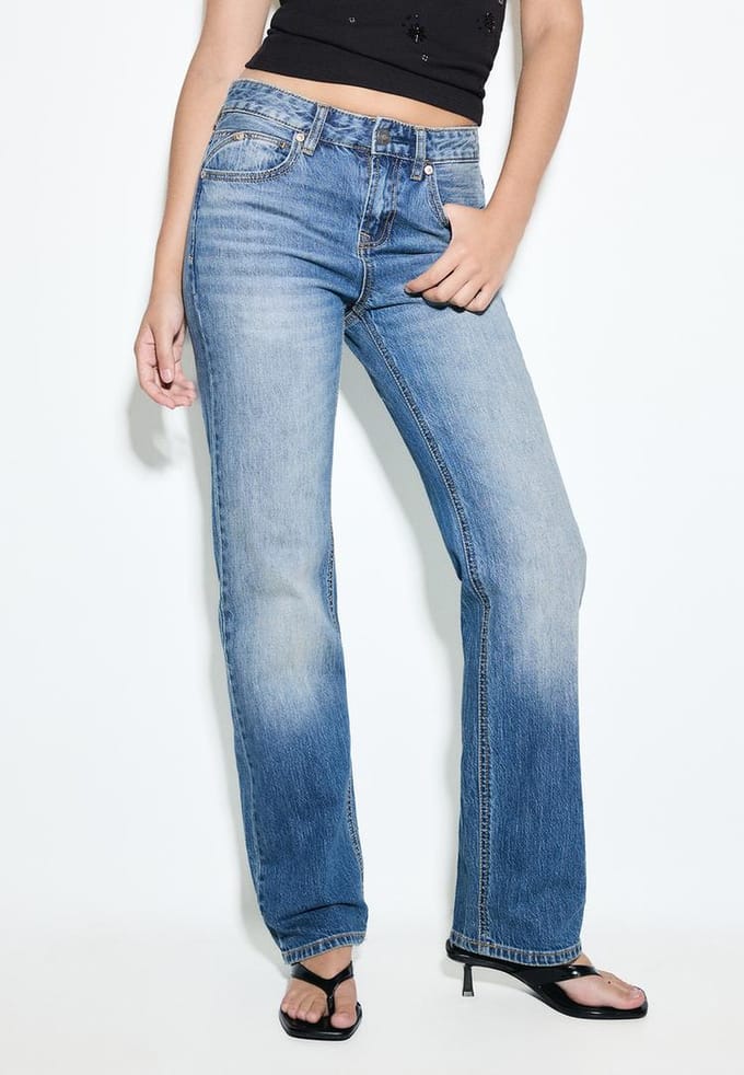Stradivarius D98 Jeans straight-leg vintage effect  PARELGRIJZE DENIM WASSING 32