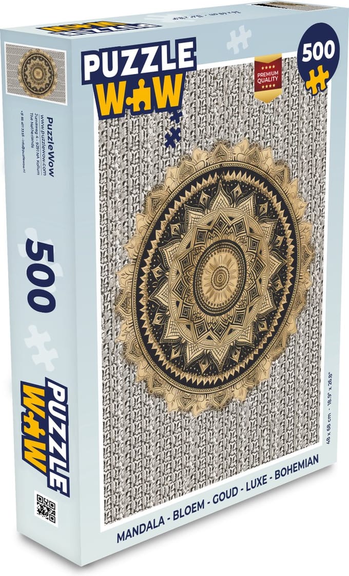 Puzzel Mandala - Bloem - Goud - Luxe - Bohemian - Legpuzzel - Puzzel 500 stukjes