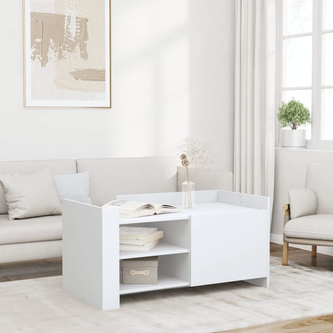 vidaXL - Salontafel - 100x50x50 - cm - bewerkt - hout - wit