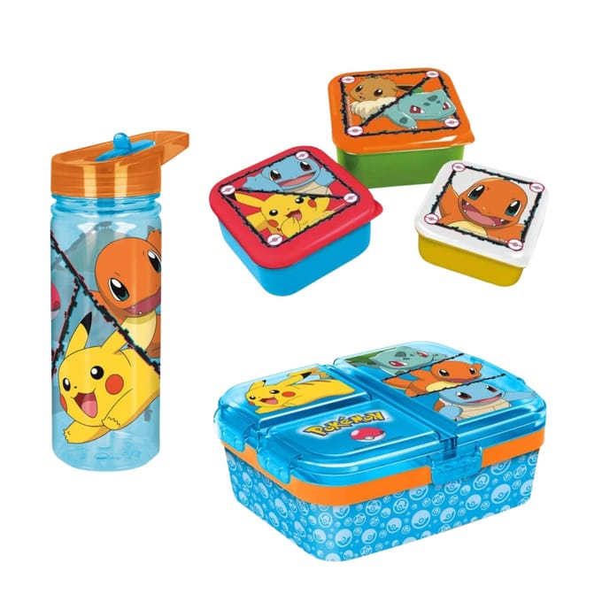 Pokemon lunchset; lunchbox, snackbox en drinkfles