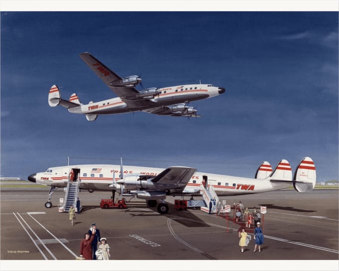 Thijs Postma - TP Aviation Art - Poster - Lockheed L-1649 Starliner TWA - 40x50cm