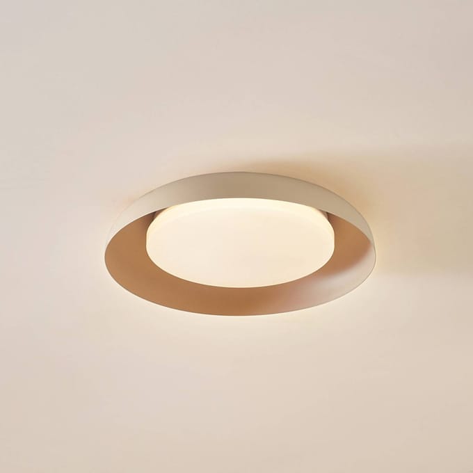 Lindby LED plafondlamp Florie, beige, metaal, Ø 40 cm