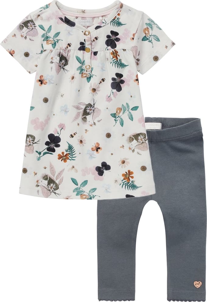 Noppies - kledingset - 2delig - jurk gebloemd - legging donkergroen - Maat 62