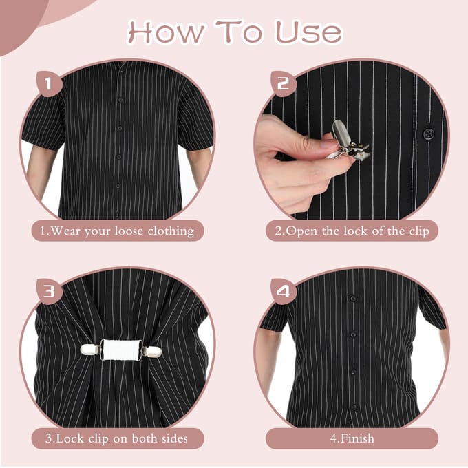 Verstelbare Rugcinch Clips - Taillecincher/Trui/Sjaal Clips voor Dames, Naadloze Elastische Aanspanner wit