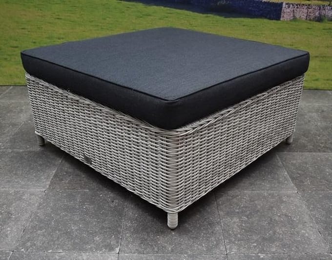 Ibiza voetenbank 92x92xH37 cm wit grijs