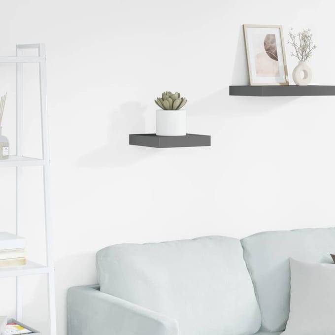 vidaXL - Wandschap - zwevend - 23x23,5x3,8 - cm - MDF - hoogglans - grijs