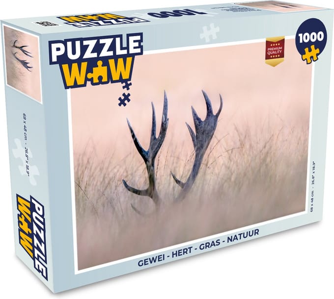 Puzzel Gewei - Hert - Gras - Natuur - Legpuzzel - Puzzel 1000 stukjes volwassenen