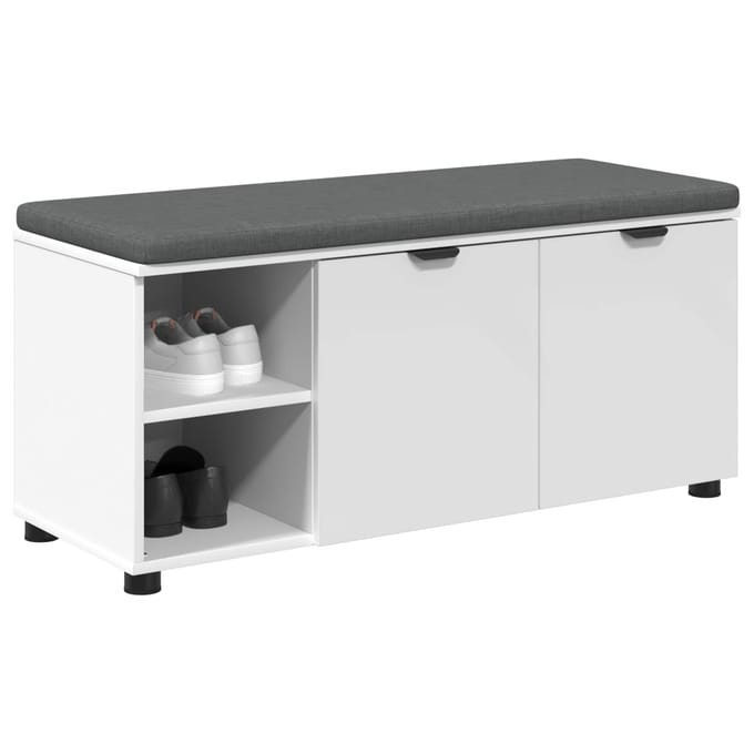 vidaXL - Hallenbank - Wit - 100 - x - 38 - x - 46 - cm - Geengineerd - Hout - en - Stof