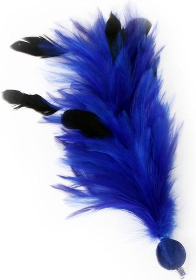 Verenpluim blauw 30 cm buigbaar met speld en clip