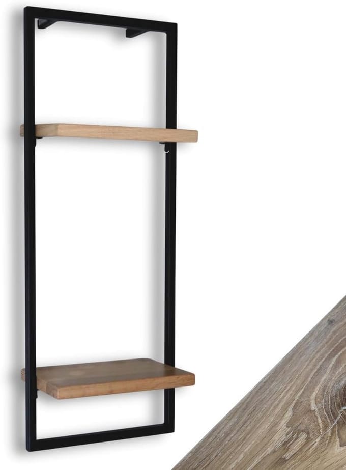 Wandrek Massief Eikenhout Zwart Frame - Stevig & Uniek Rustiek Design