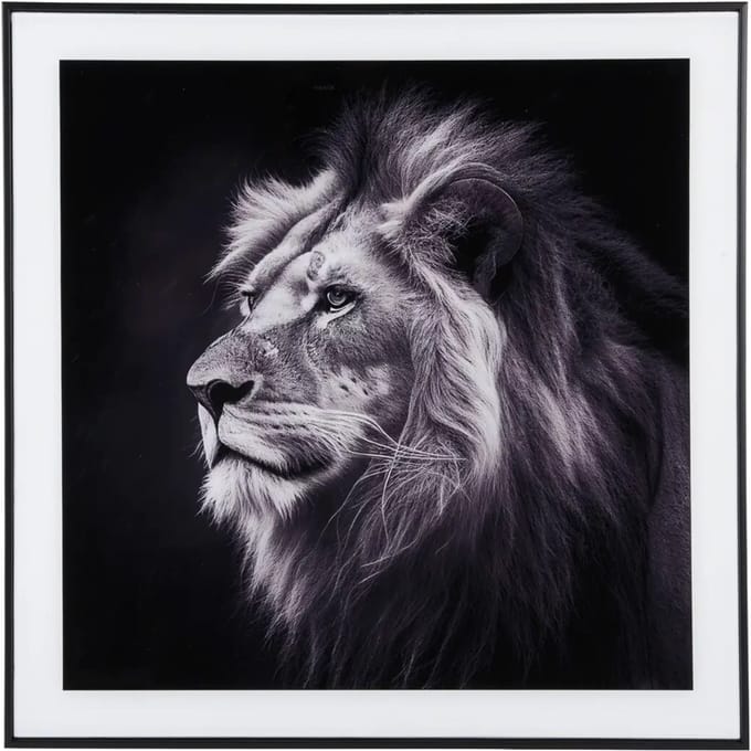 Present Time Wanddecoratie Lion - Zwart - 2x50x50cm - Modern