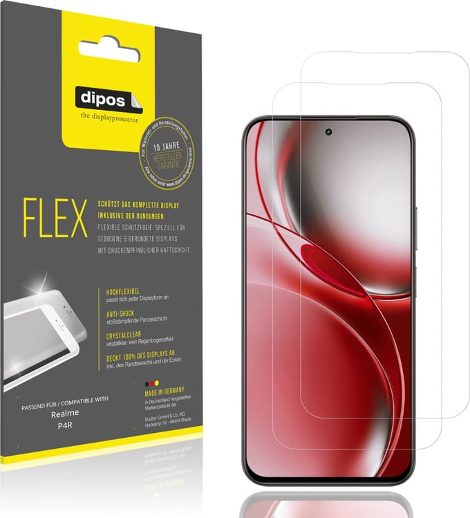 dipos – 2x Beschermfolie geschikt voor Realme P4R | 3D Full Cover Screenprotector | 100% Passend