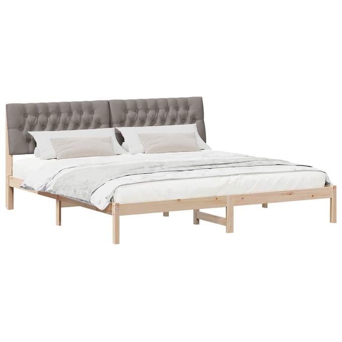 vidaXL - Bedframe - met - Gevoerde - Hoofdbord - Bruin - 200 - x - 200 - cm