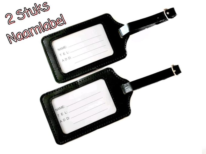 kofferlabels 12 x 7 cm Zwart 2 stuks