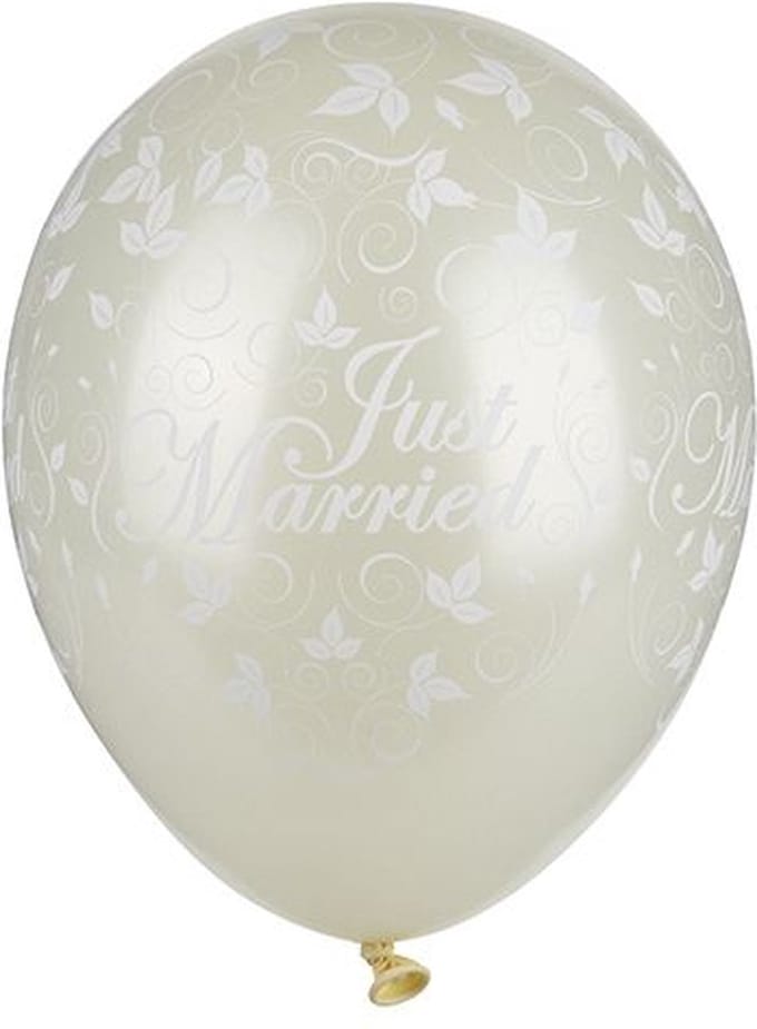 Papstar Balloons Ø 29 cm ivory "Just married" metallic Speelgoed ballon