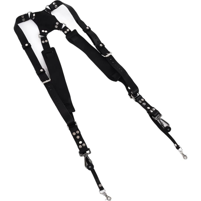 Leren Camerariem Dubbele Schouder Snapshot Harness Verstelbare Multifunctionele Camera Accessoires black