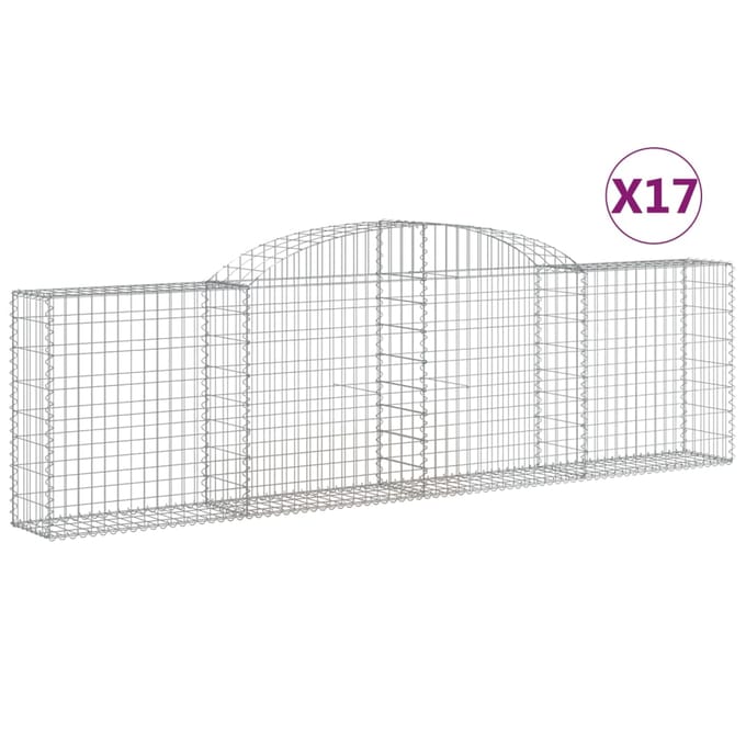 vidaXL - Schanskorven - 17 - st - gewelfd - 300x30x80/100 - cm - ijzer