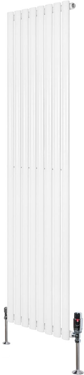 Ovale radiator 1 kolom - 1800x480 mm - wit - thermostaatkraan
