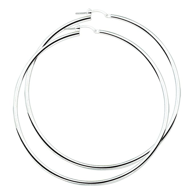 Glams oorringen ronde buis - 70 mm - Zilver